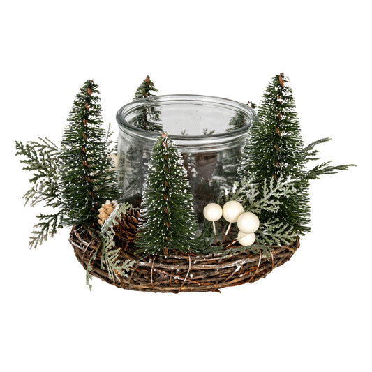 Medium Brush Tree Candle Wreath With Berries And Pinecones - PLAINLY DOES IT