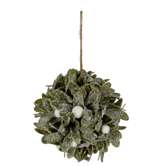 Frosted Mistletoe Ball Decoration - PLAINLY DOES IT