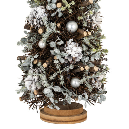 Large Frosted Forest Tree With Pinecones And Pearls - PLAINLY DOES IT