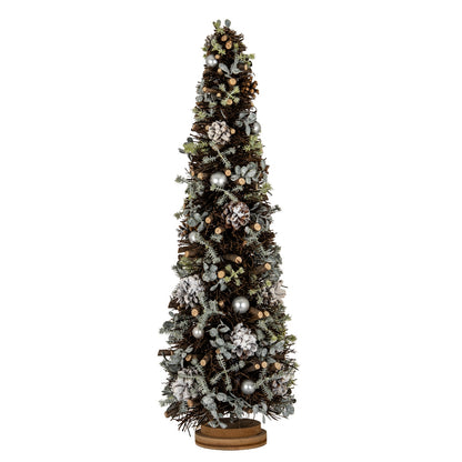 Large Frosted Forest Tree With Pinecones And Pearls - PLAINLY DOES IT