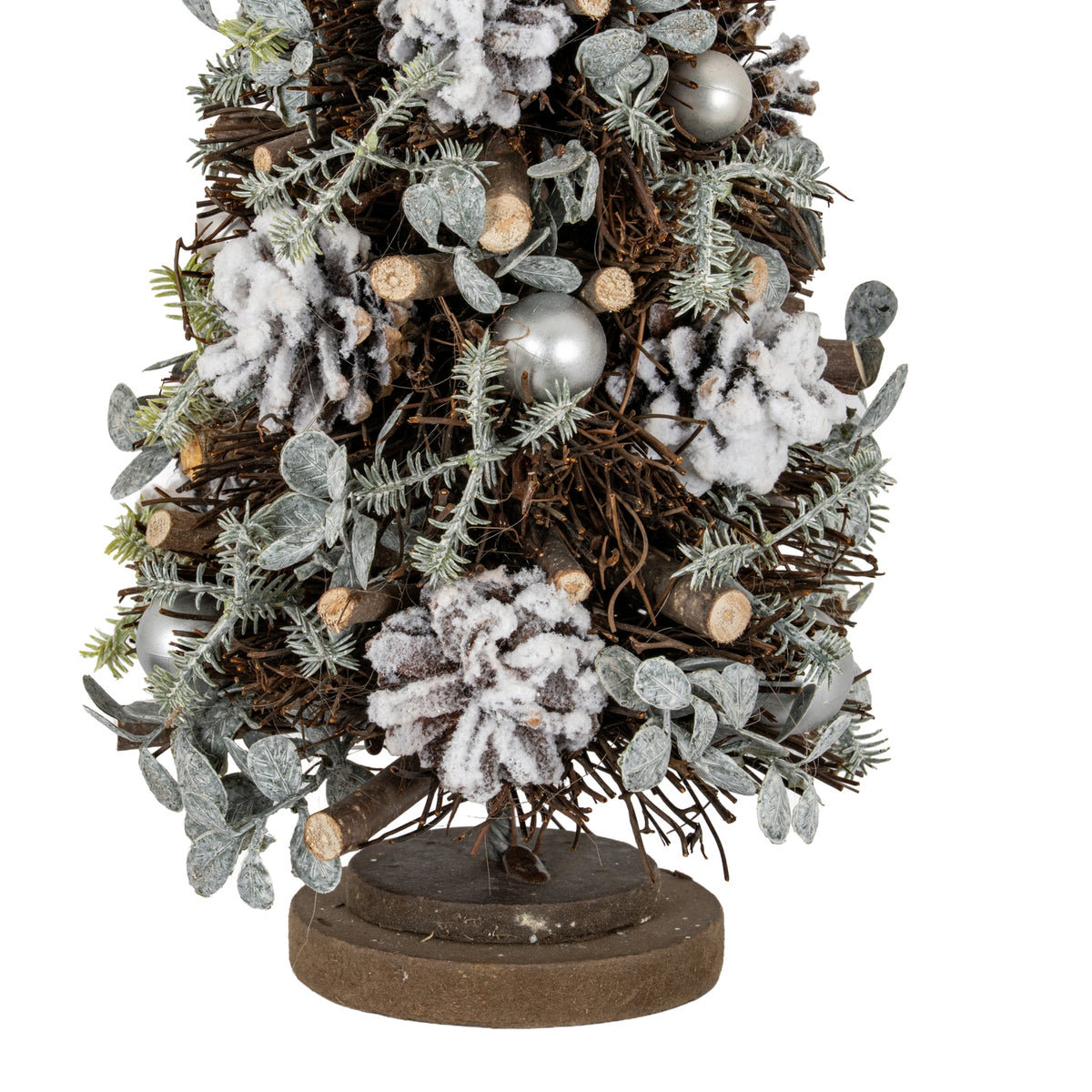 Medium Frosted Forest Tree With Pinecones And Pearls - PLAINLY DOES IT