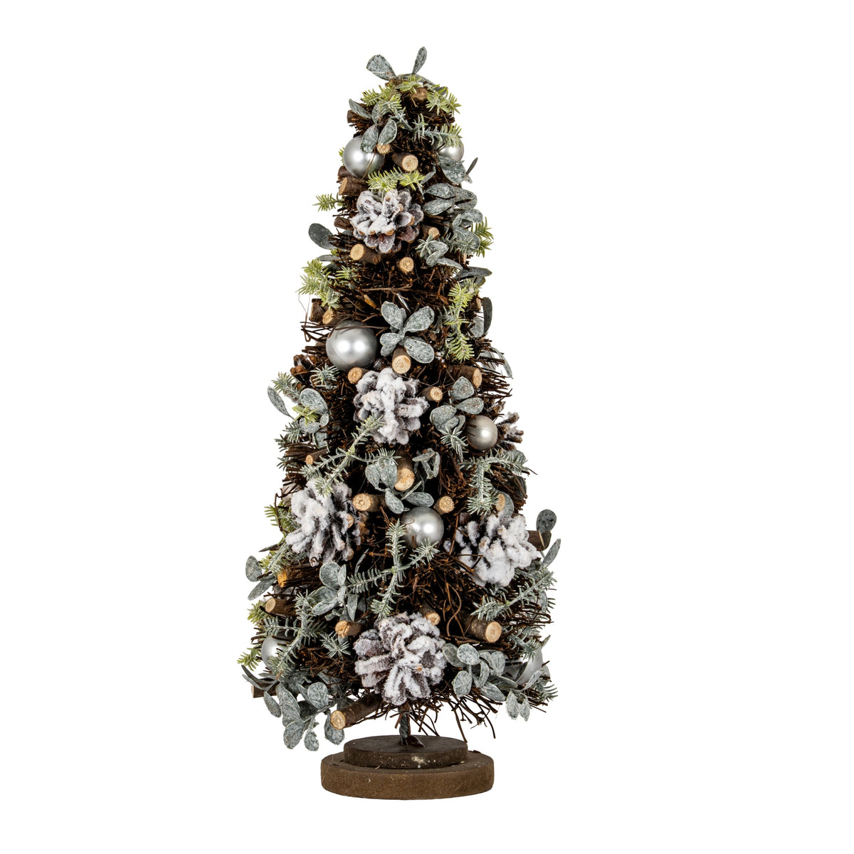 Medium Frosted Forest Tree With Pinecones And Pearls - PLAINLY DOES IT