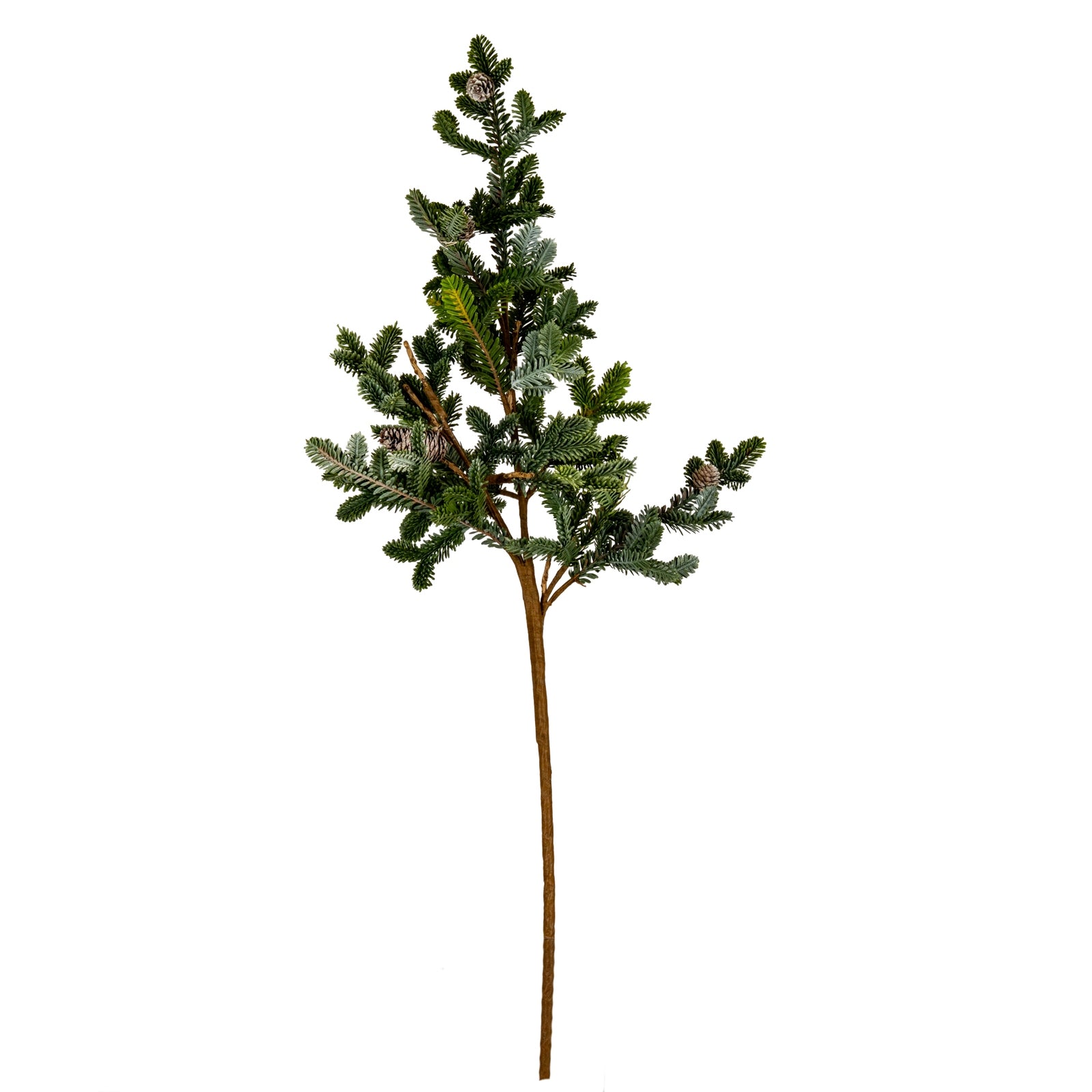 Artificial pine branch on a white background