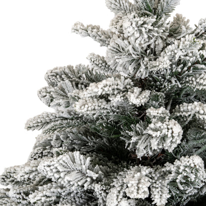 Snowy Norway Fir Pre-Lit Led 300L Fir Tree In Rattan Pot - PLAINLY DOES IT