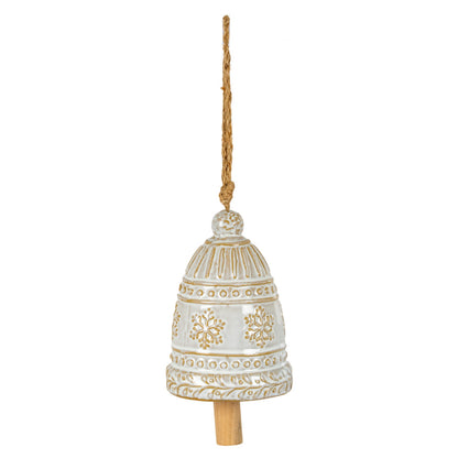 Large Ceramic Bell Tree Ornament With Snowflake Detail - PLAINLY DOES IT