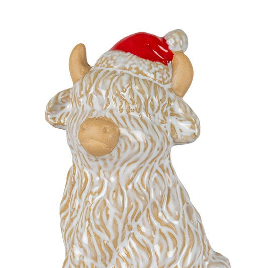 Merry Moo Ceramic Cow Ornament Gazing Left - PLAINLY DOES IT