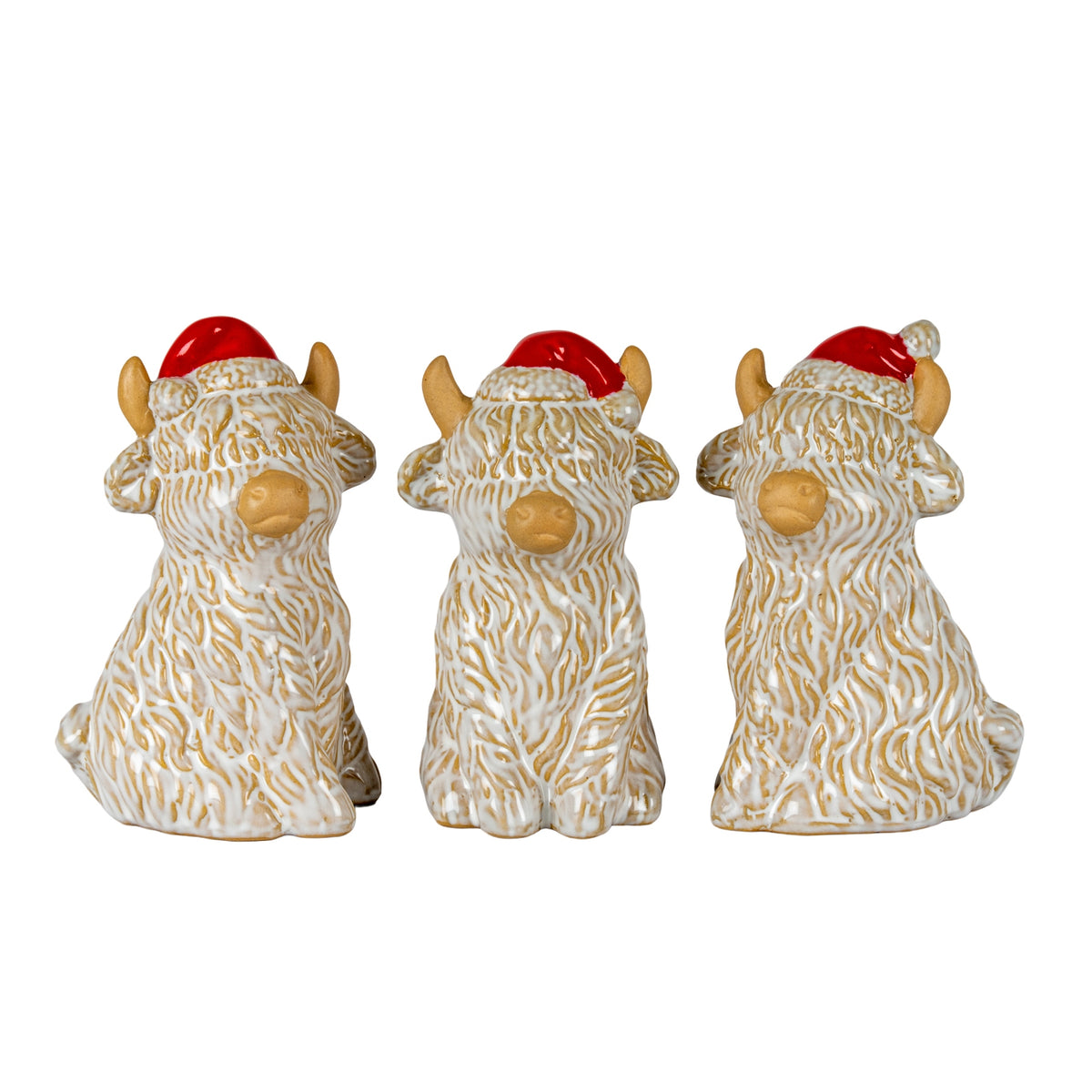 Merry Moo Ceramic Cow Ornament Gazing Left - PLAINLY DOES IT