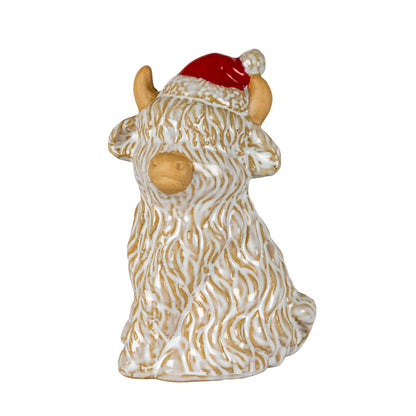 Merry Moo Ceramic Cow Ornament Gazing Left - PLAINLY DOES IT
