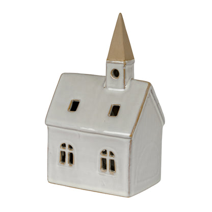 Alora Ceramic Church With LED Light - PLAINLY DOES IT