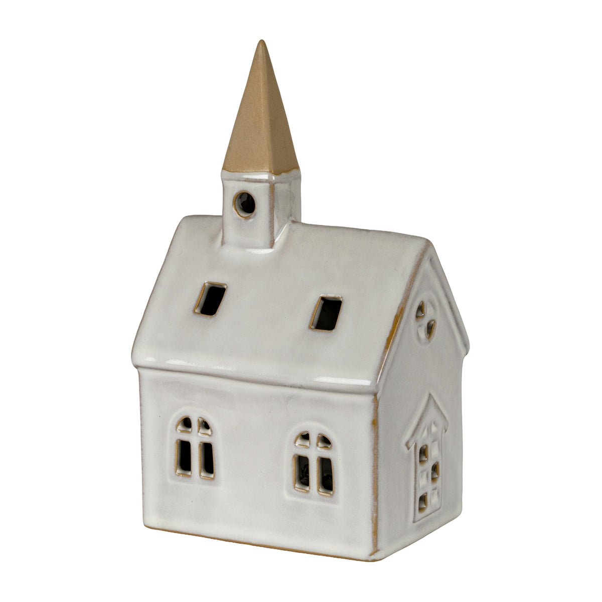 Alora Ceramic Church With LED Light - PLAINLY DOES IT