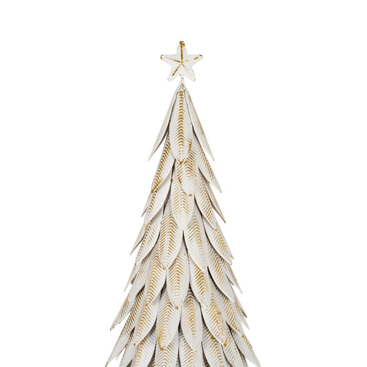 Large White Metal Christmas Tree on Wooden Stand - PLAINLY DOES IT