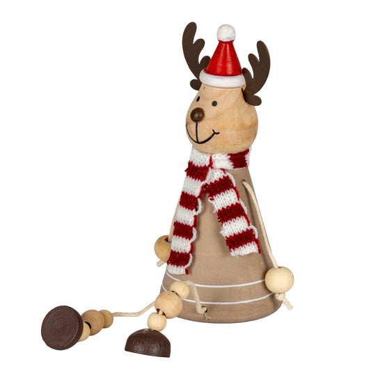 Wooden Jolly Sitting Reindeer Decoration - PLAINLY DOES IT