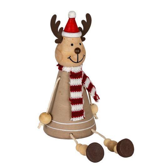 Wooden Jolly Sitting Reindeer Decoration - PLAINLY DOES IT