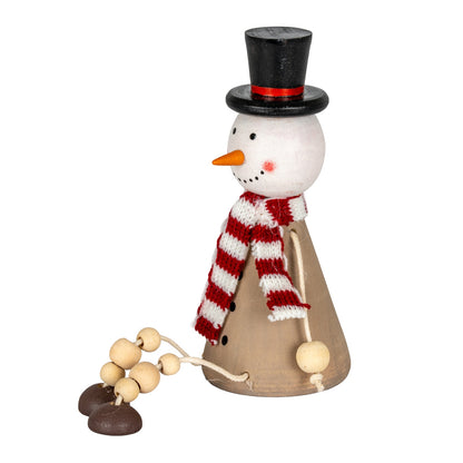 Wooden Jolly Sitting Snowman Decoration - PLAINLY DOES IT