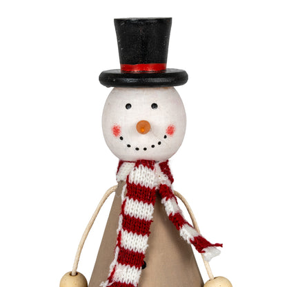 Wooden Jolly Sitting Snowman Decoration - PLAINLY DOES IT