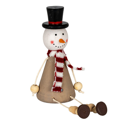 Wooden Jolly Sitting Snowman Decoration - PLAINLY DOES IT