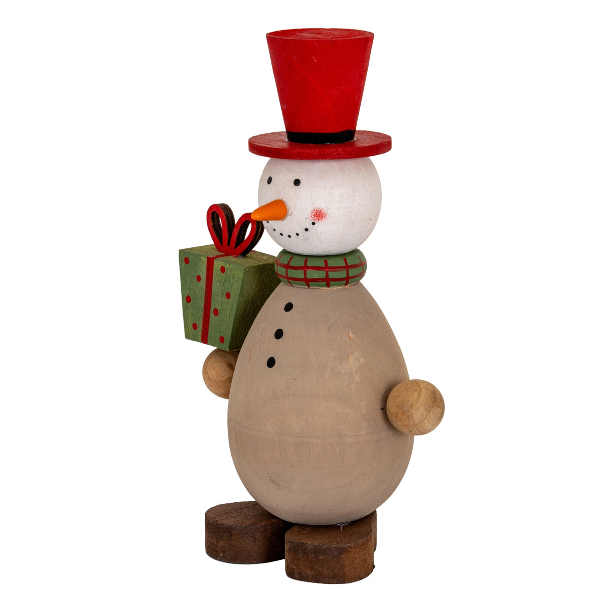 Wooden Snowman with Present - PLAINLY DOES IT