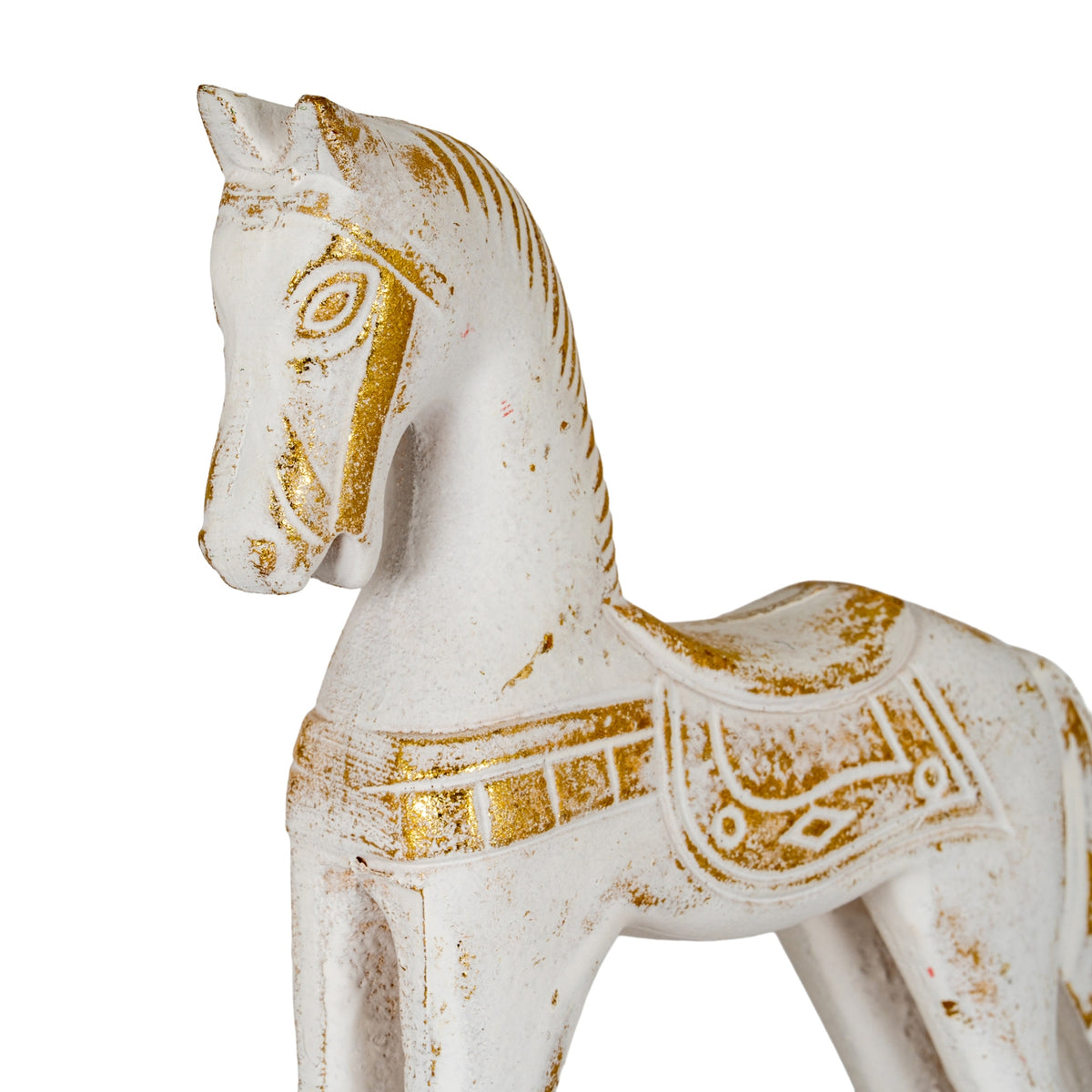 Small Whitewashed Wooden Rocking Horse - PLAINLY DOES IT