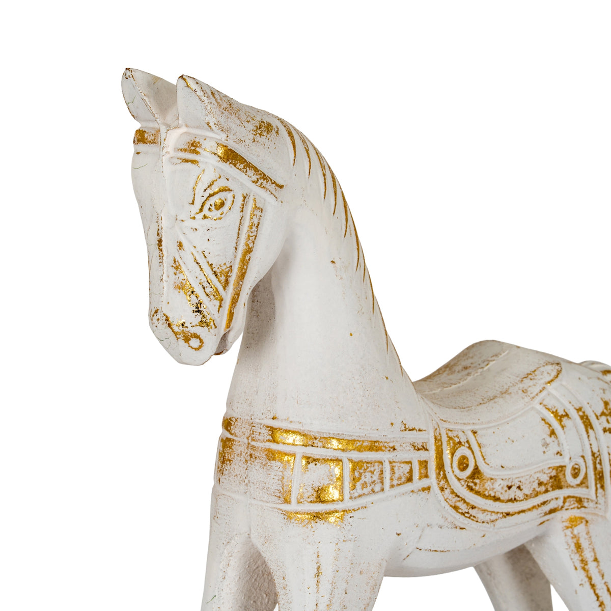 Large Whitewashed Wooden Rocking Horse - PLAINLY DOES IT