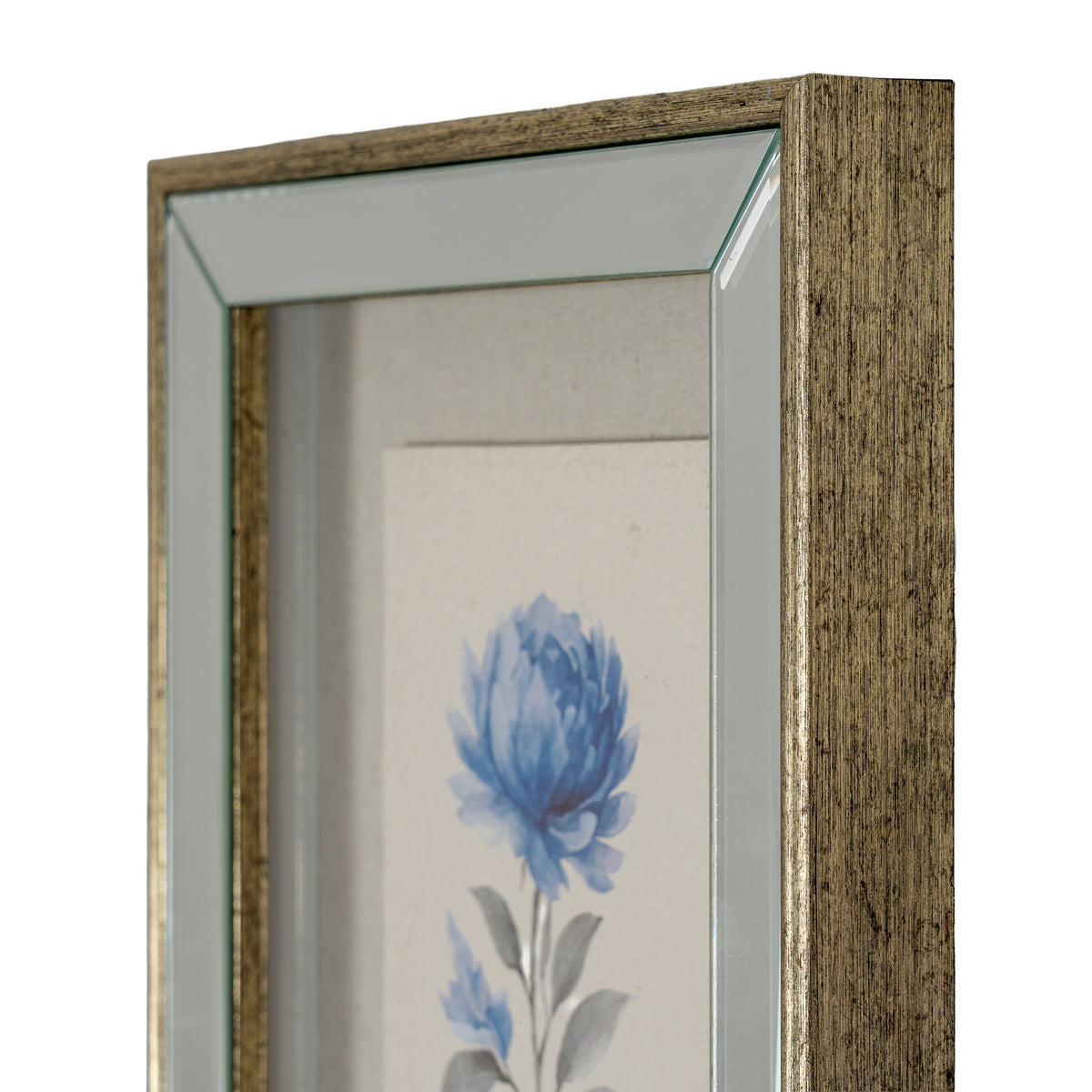 Rosalie Textured Paper Rose in Mirrored Frame