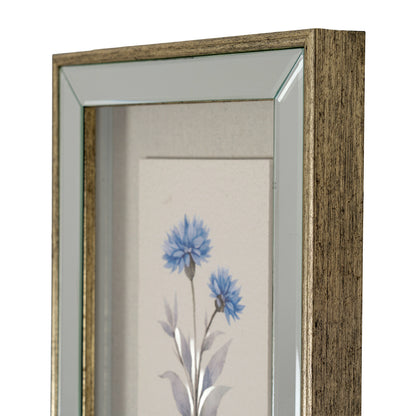 Rosalie Textured Paper Cornflower in Mirrored Frame