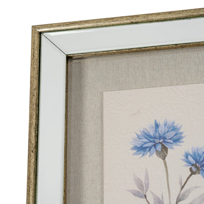 Rosalie Textured Paper Cornflower in Mirrored Frame