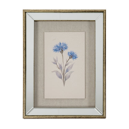 Rosalie Textured Paper Cornflower in Mirrored Frame