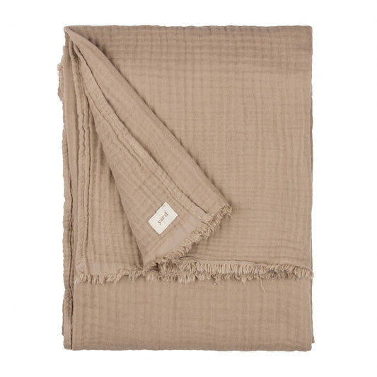 Lark Muslin Cotton Throw - Mole, 130 × 180cm