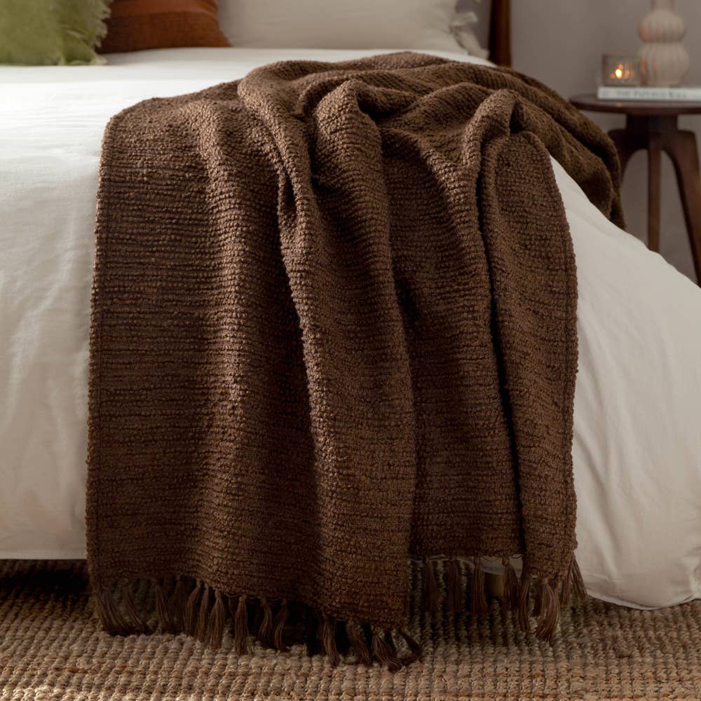 Candar Textured Bouclé Throw - Cocoa, 130 × 170cm