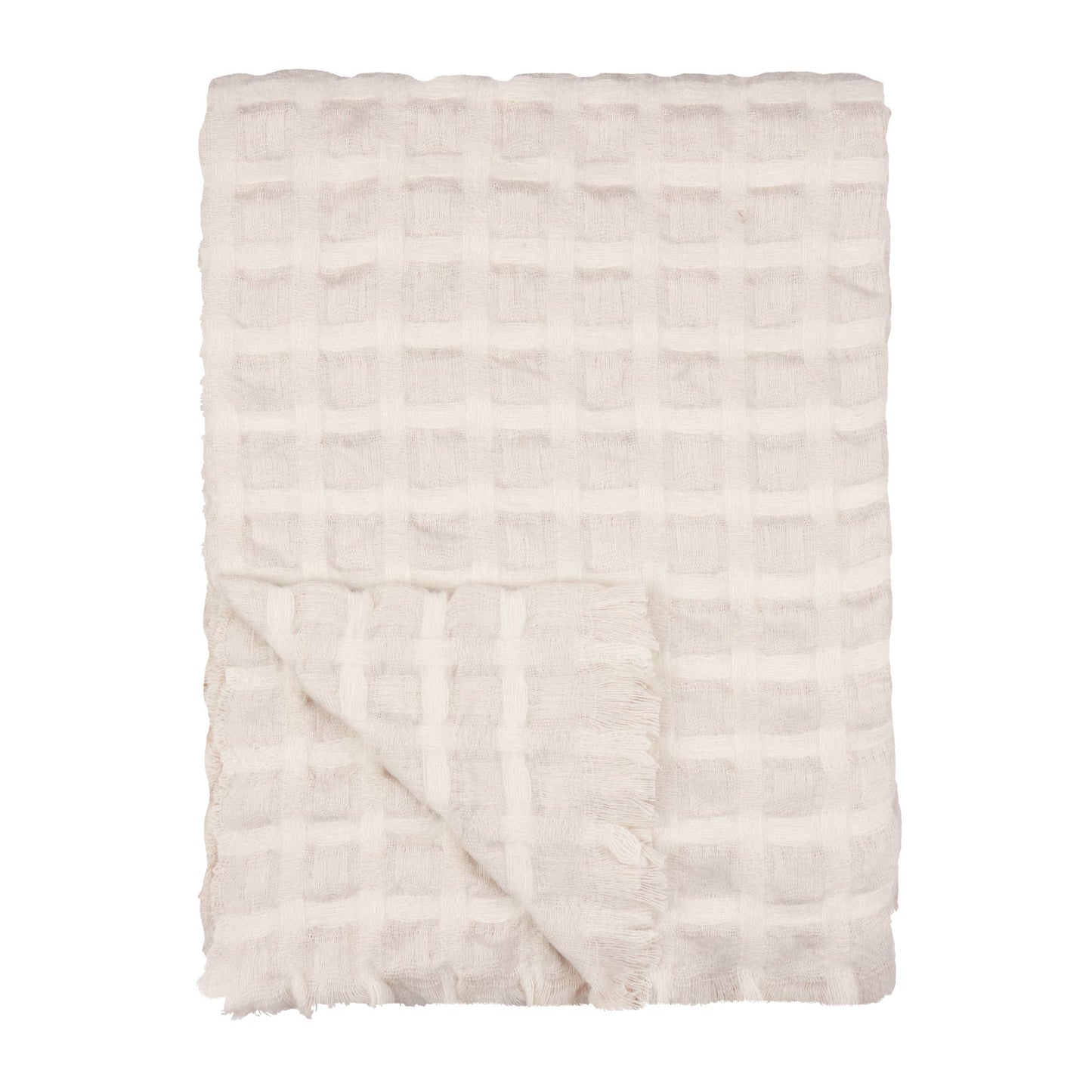 Walton Waffle Fringed Throw - Linen, 130 × 180cm