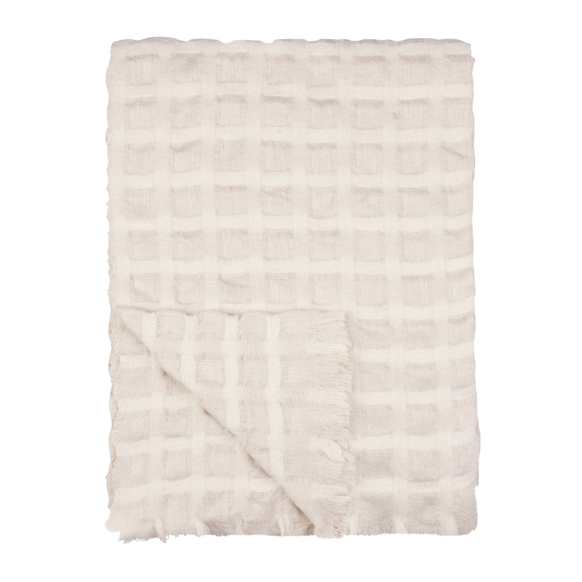 Walton Waffle Fringed Throw - Linen, 130 × 180cm