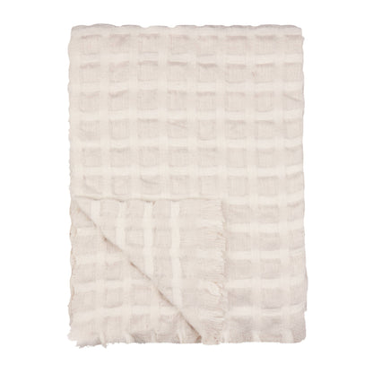 Walton Waffle Fringed Throw - Linen, 130 × 180cm