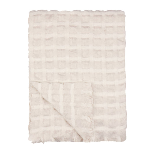 Walton Waffle Fringed Throw - Linen, 130 × 180cm