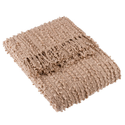 Arvo Woven Tasselled Throw - Plaster, 130 × 180cm