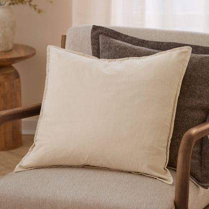 Slub Cotton Cushion - Linen, Feather Filled, 50 × 50cm
