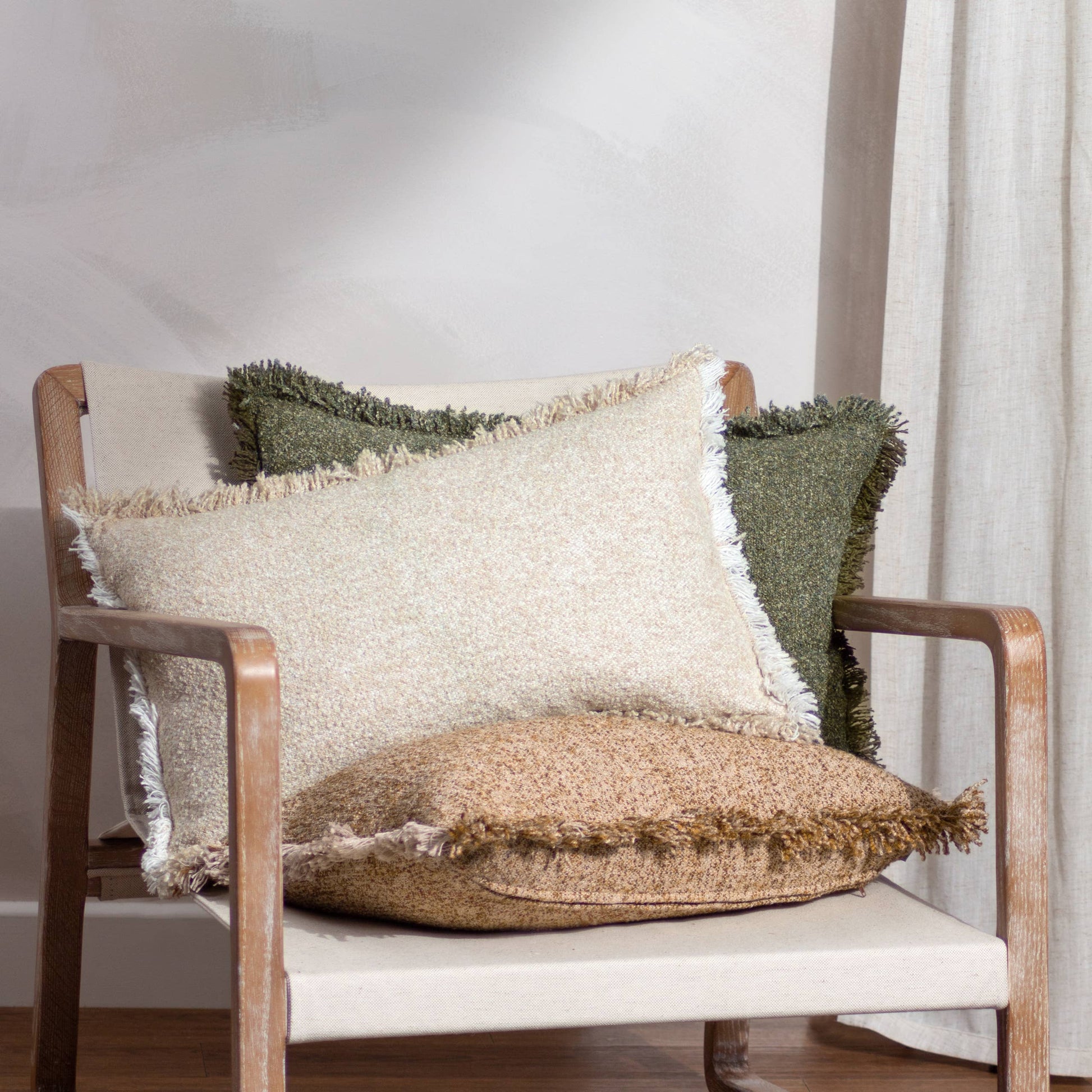 Doze Textured Cushion - Natural, Feather Filled, 40 × 60cm
