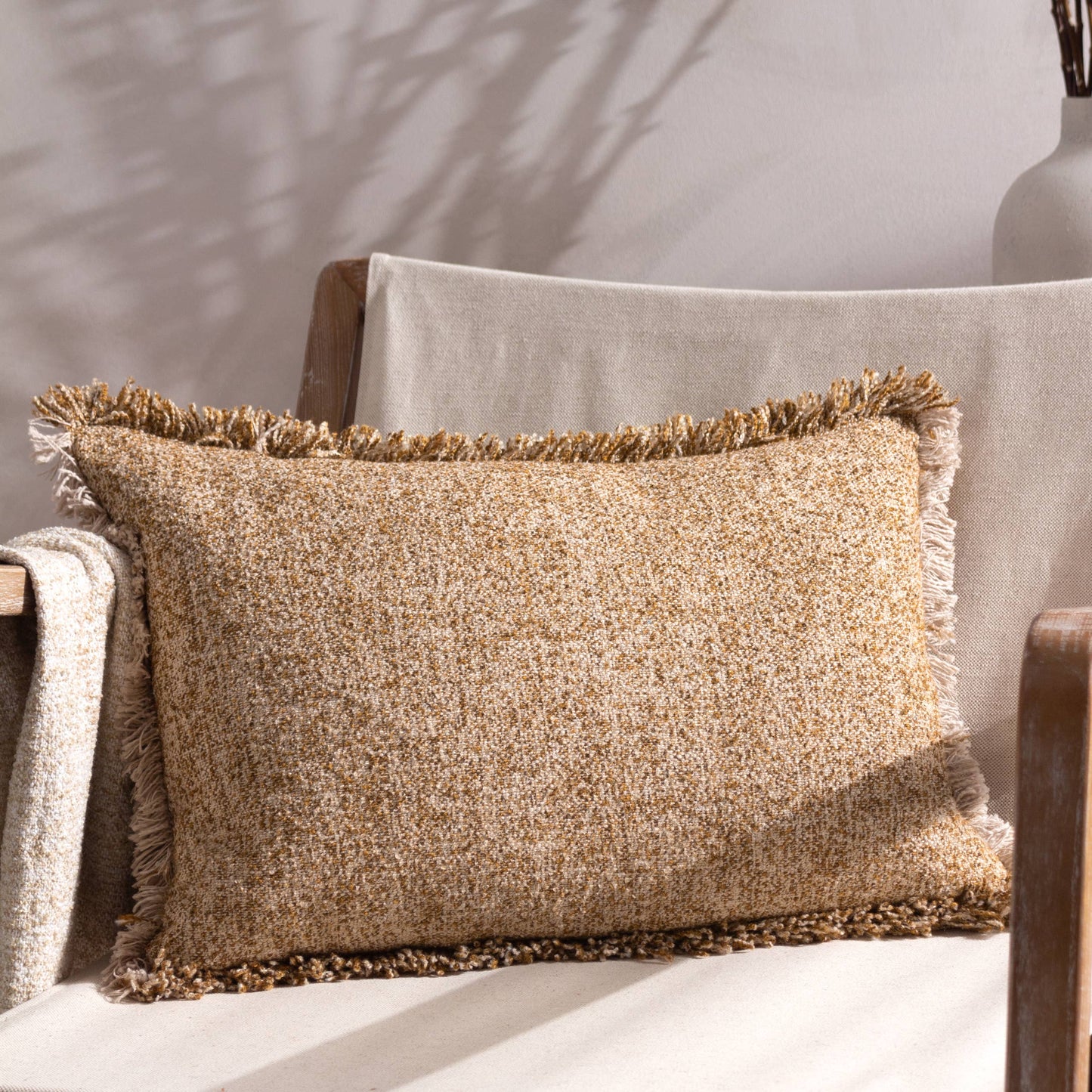 Doze Textured Cushion - Biscuit, Feather Filled, 40 × 60cm