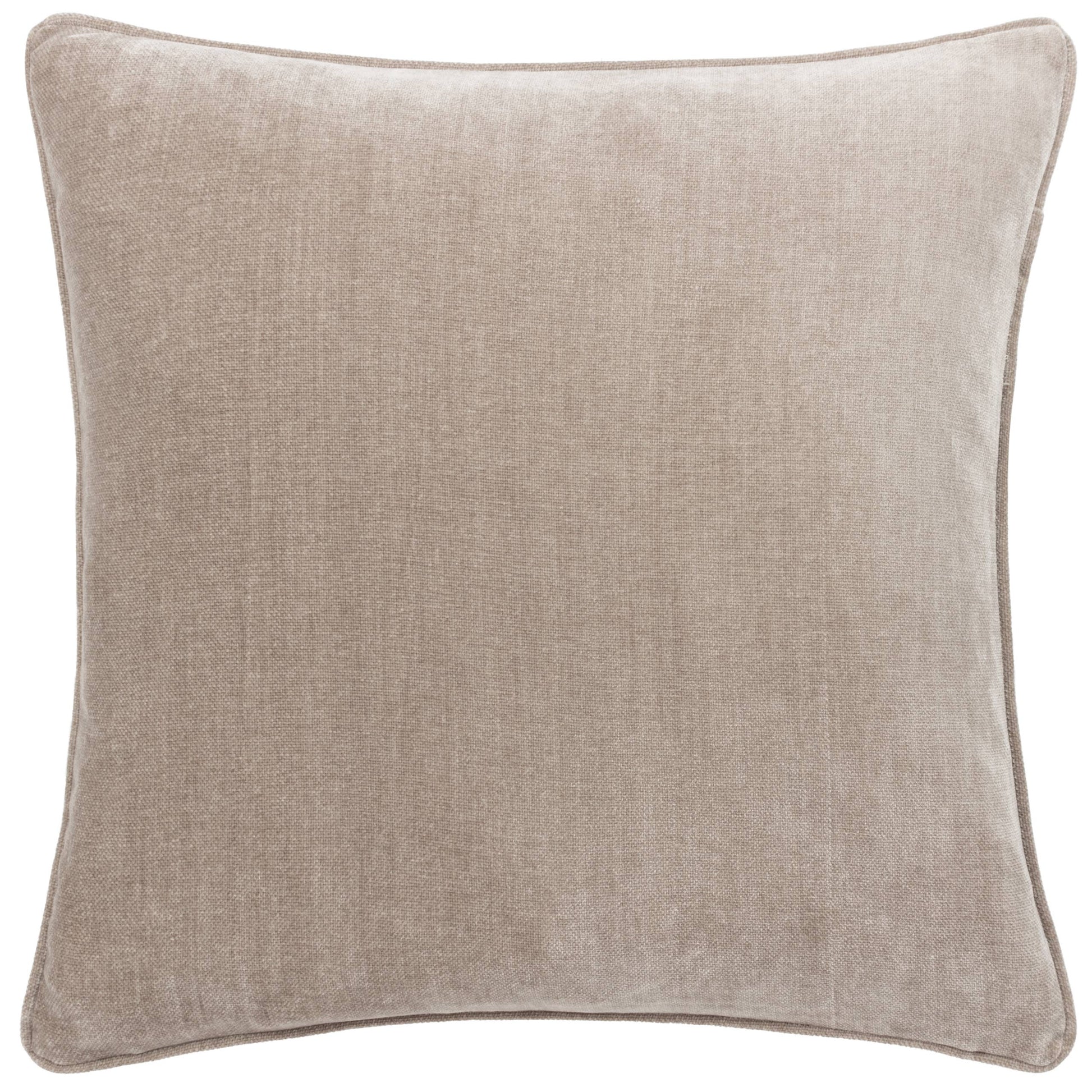 Heavy Chenille Cushion - Greige, Feather Filled, 50 × 50cm