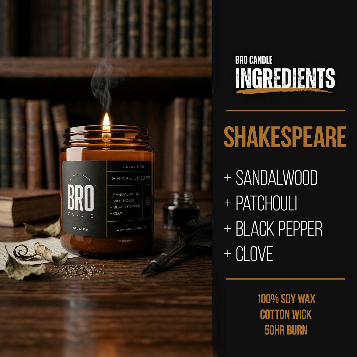 The Shakespeare Sandalwood & Black Pepper Scented Candle