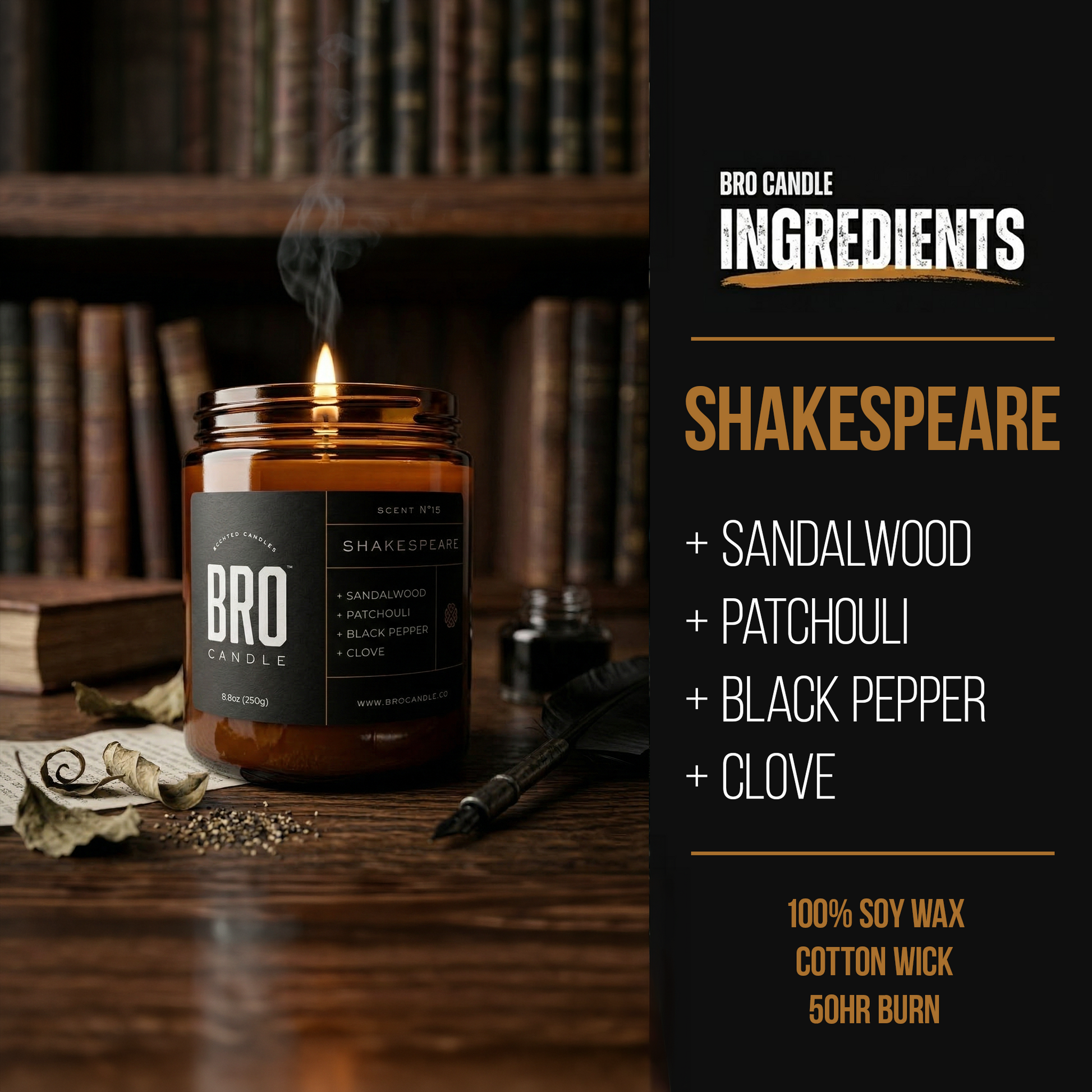 The Shakespeare Sandalwood & Black Pepper Scented Candle