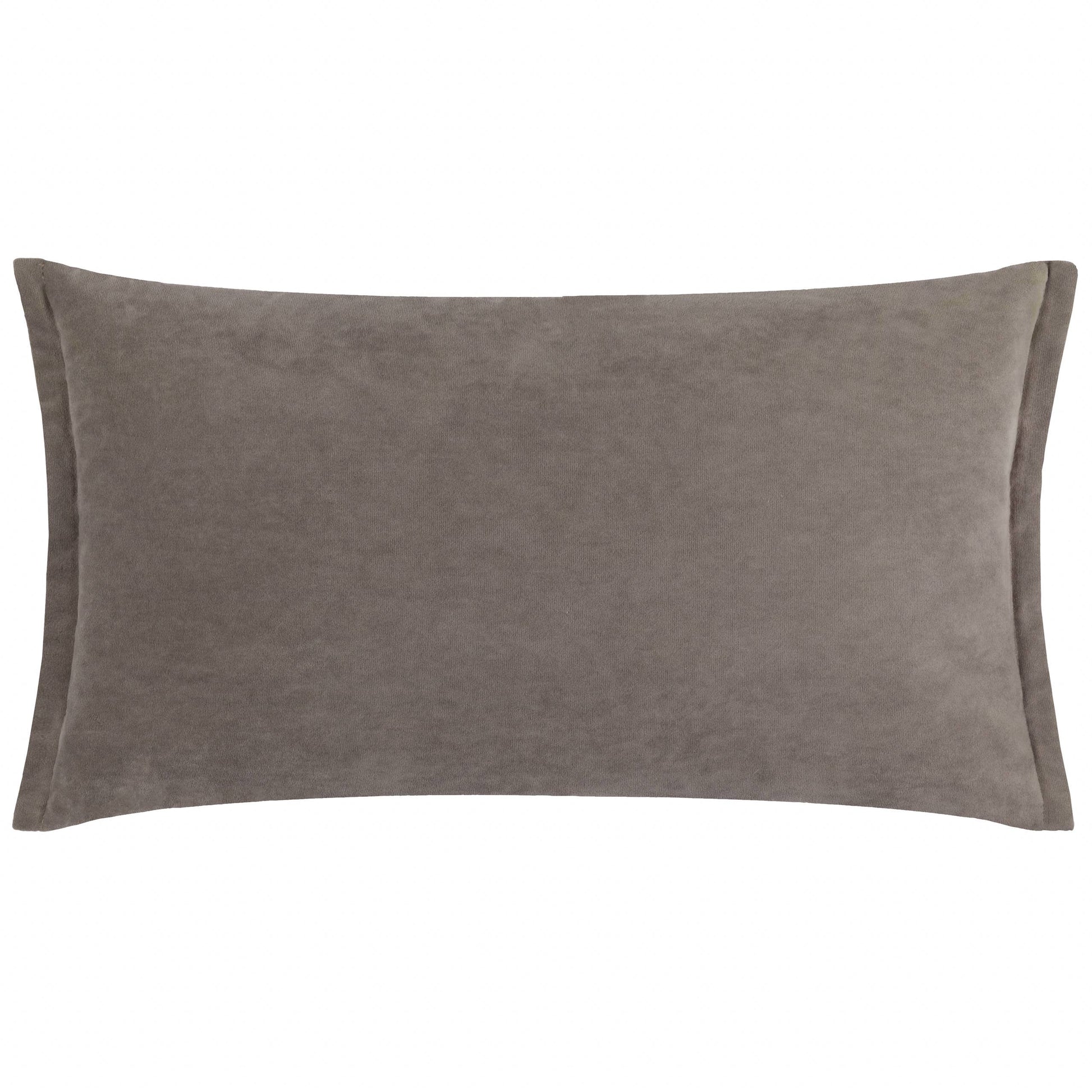 Merton Rectangular Velvet Cushion - Taupe, Feather Filled, 30 × 50cm