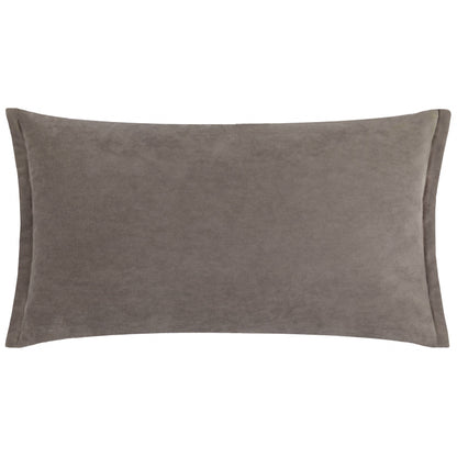 Merton Rectangular Velvet Cushion - Taupe, Feather Filled, 30 × 50cm