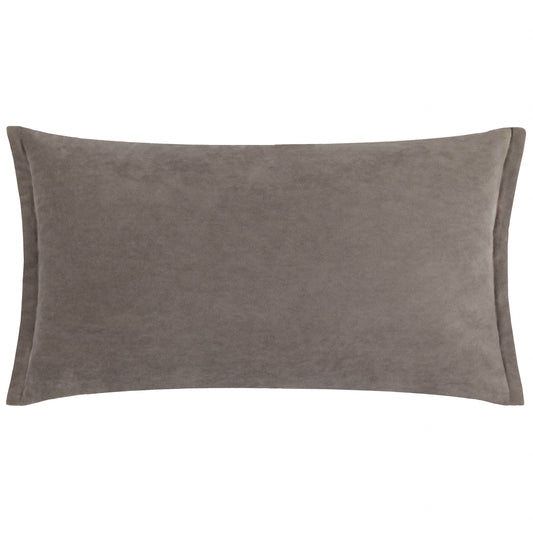 Merton Rectangular Velvet Cushion - Taupe, Feather Filled, 30 × 50cm