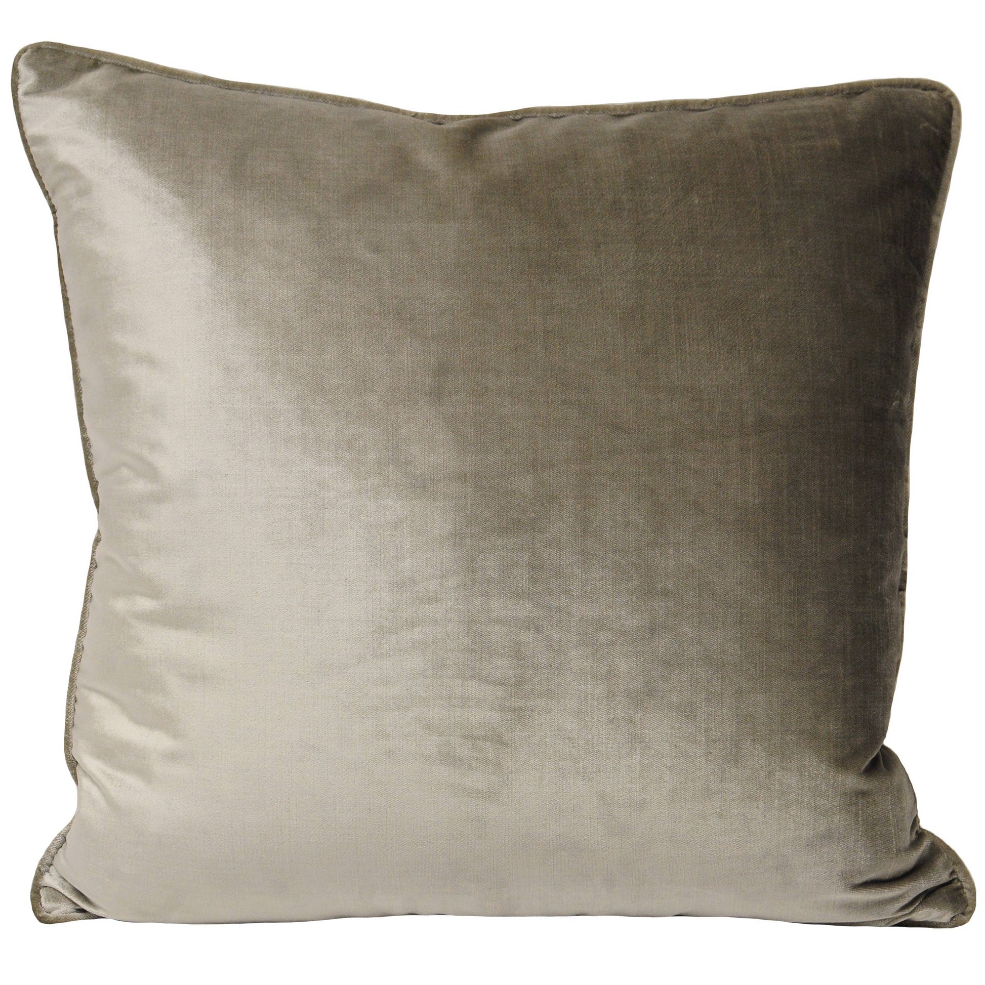 Luxe Velvet Piped Cushion - Mink, Feather Filled, 55 × 55cm