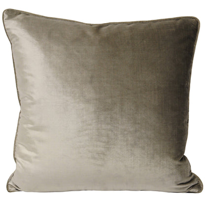 Luxe Velvet Piped Cushion - Mink, Feather Filled, 55 × 55cm
