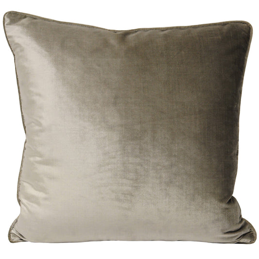 Luxe Velvet Piped Cushion - Mink, Feather Filled, 55 × 55cm
