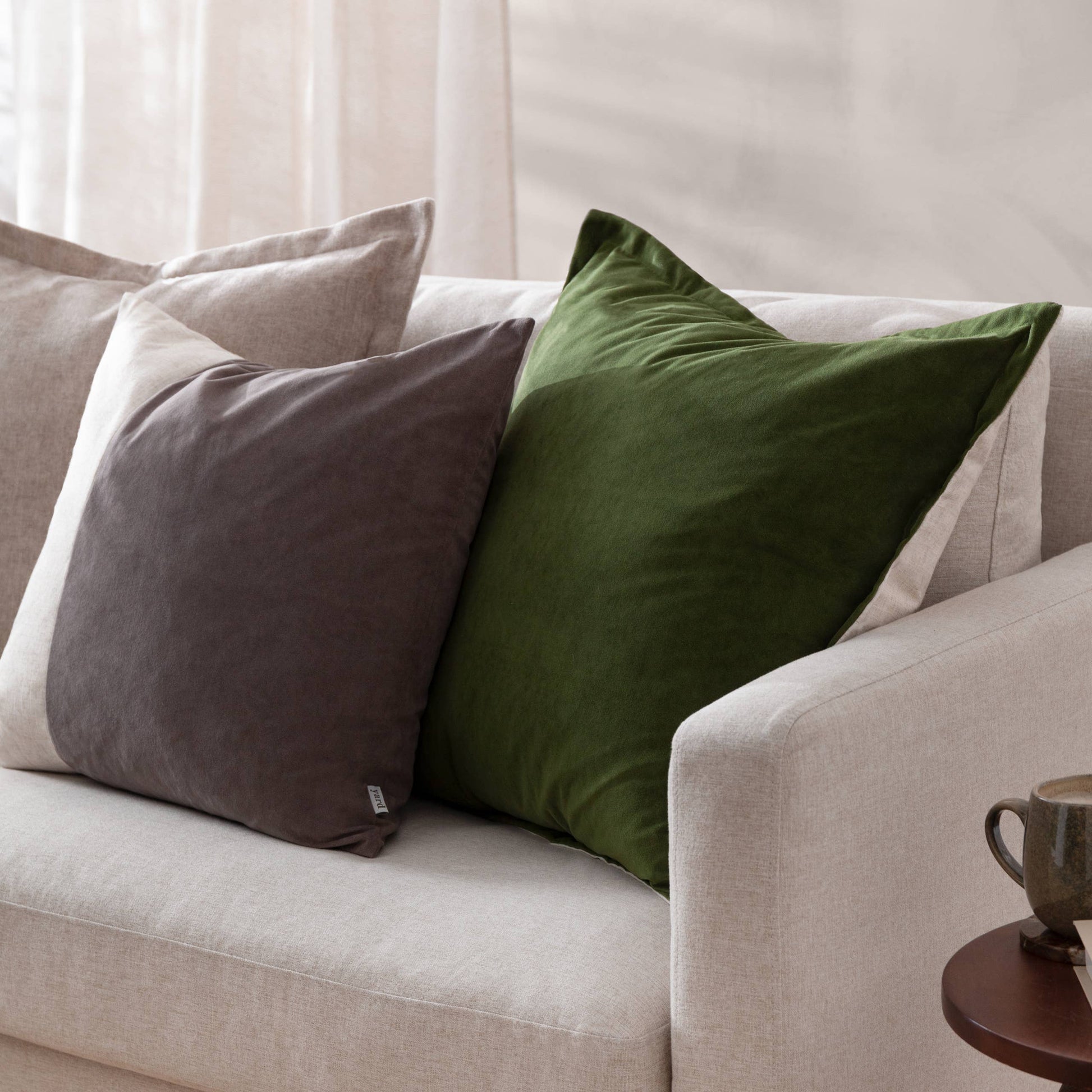 Dune Chenille Cushion - Natural, Feather Filled, 50 × 50cm