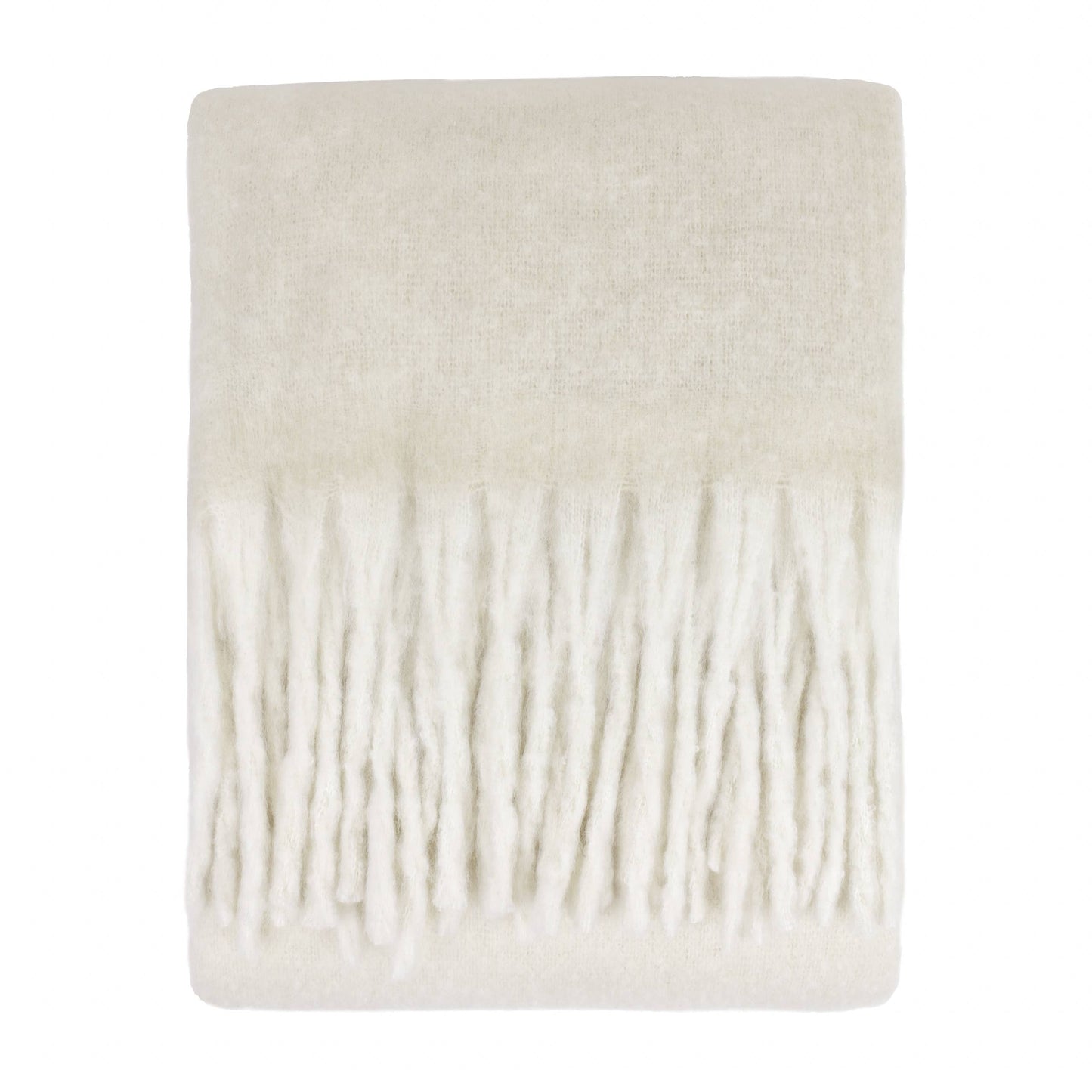 Cozy Woven Tasselled Throw - Ecru, 140 × 180cm