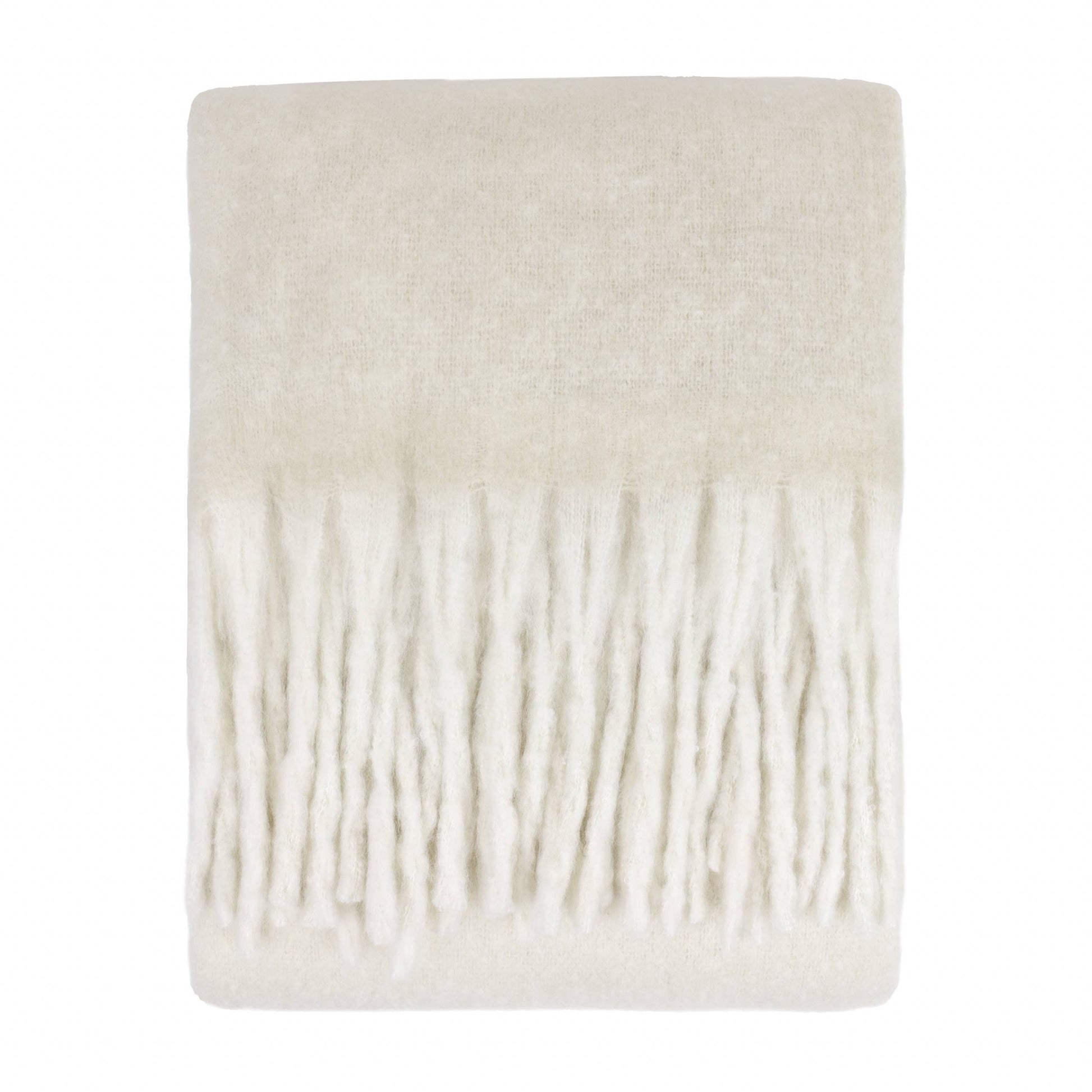 Cozy Woven Tasselled Throw - Ecru, 140 × 180cm