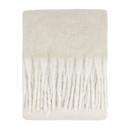 Cozy Woven Tasselled Throw - Ecru, 140 × 180cm